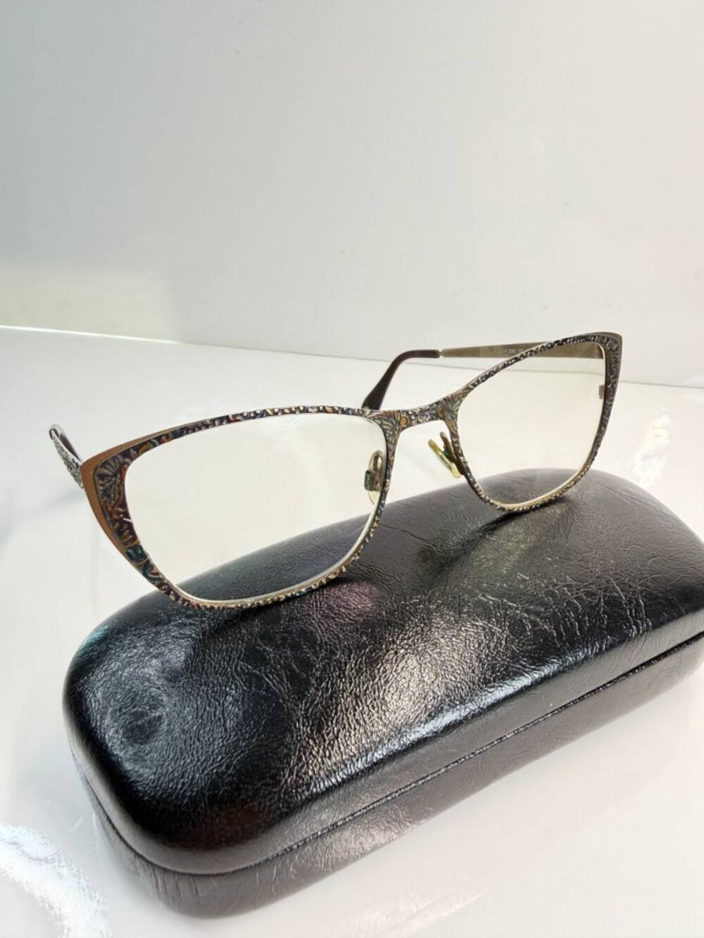 FYSH UK F-3573 750 Eyeglasses 53-17-140 Laser Etched Cat Eye Metal Frame